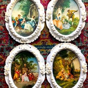 Vintage Ornate Baroque Renaissance Rococo Style Oval Framed Art!